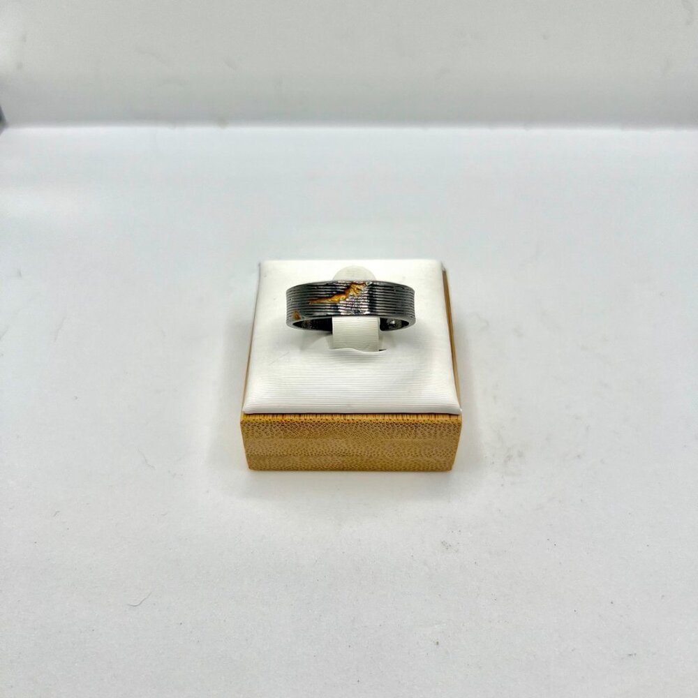 Gold and Black Stainless Steel Ring - Size 8.5